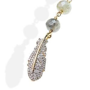 Gold & Diamond Feather on Labradorite